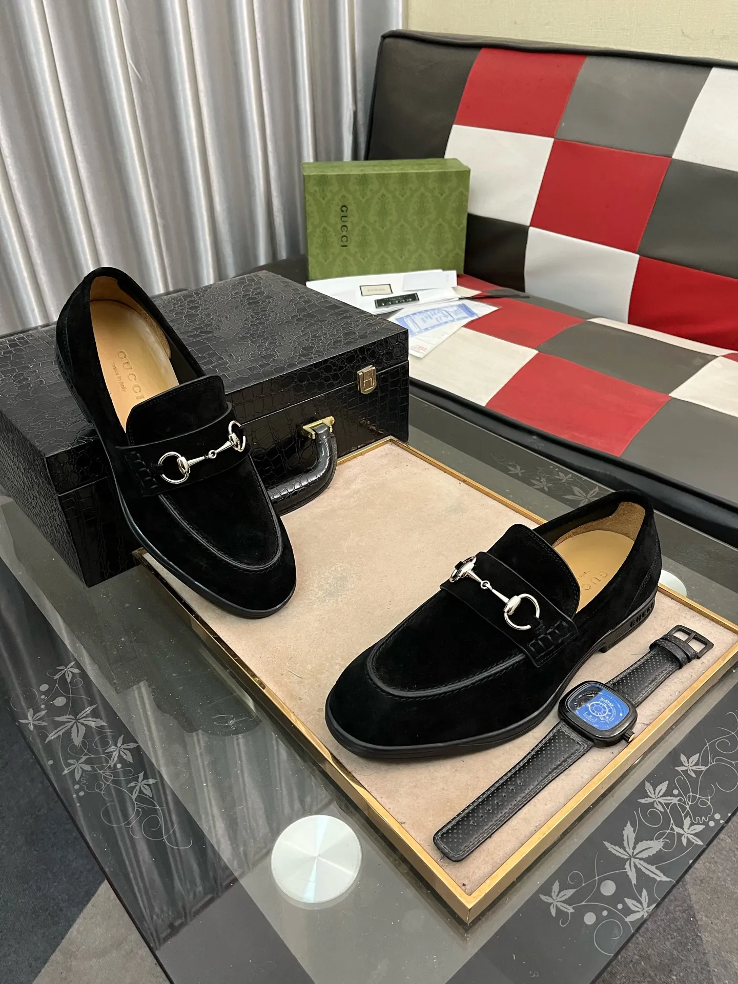 Men's shoes 💰540⌚️⌚️【GUCCi】Original frosted calfskin, water-dyed cowhide lining, original outsole, men's and women's fashion, formal casual leather shoes, slip-on men's and women's shoes series, young fashion, European and American trends, British style, casual matching, comfortable feet, standard code: men's code 38-444️⃣colors available